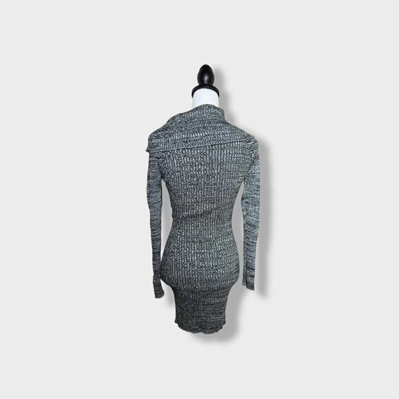 SAY What? Bodycon Ribbed Sweater Cowl Neck Dress Gray Size Medium - Picture 4 of 5